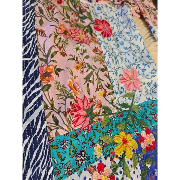 John Mark Floral Kimono Patchwork & Embroidered Size XL Viscose - Picture 9 of 16